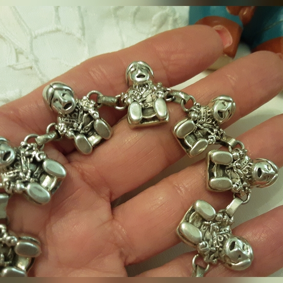 VINTAGE CAROL FELLEY SIGNED 925 SOLID STERLING STORY TELLER LINK BRACELET - Picture 6 of 16